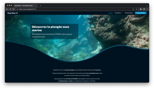<strong>Site vitrine</strong> pour un club de plongée associatif